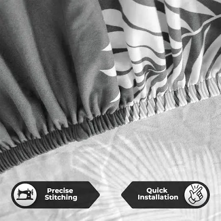 Sofa Cover for 1 2 3 4 Seater – Elastic Stretchable Grey Leaves Pattern by Story@Home - Image 5