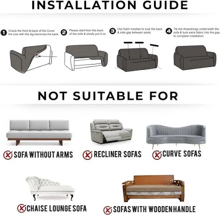 Sofa Cover for 1 2 3 4 Seater – Elastic Stretchable Grey Leaves Pattern by Story@Home - Image 7