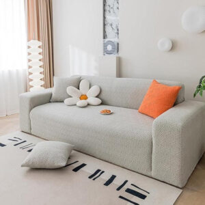 Luna Jacquard Sofa Cover - Smoke Synthetic Fibre