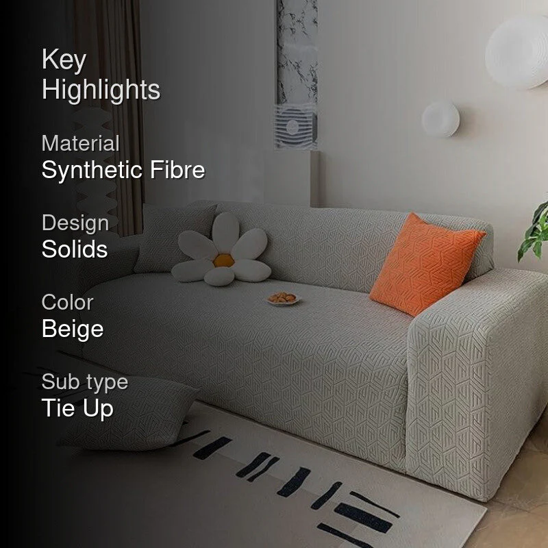 Luna Jacquard Sofa Cover - Smoke Synthetic Fibre - Image 2